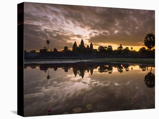 Asia, Cambodia, Angkor Watt, Siem Reap, Sunrise reflections at Angkor Wat-Terry Eggers-Premier Image Canvas