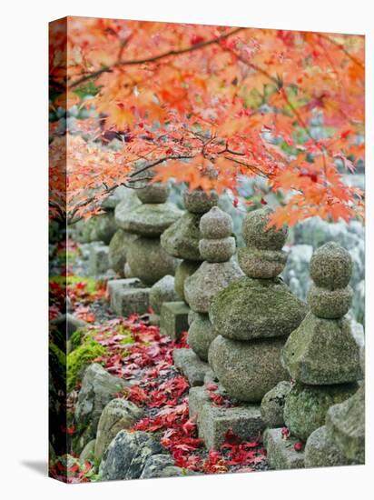 Asia, Japan; Kyoto, Sagano, Arashiyama, Adashino Nenbutsu Dera Temple, Stone Lanterns-Christian Kober-Premier Image Canvas