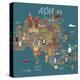 Asia Map and Travel Eps 10 Format-Sajja-Stretched Canvas