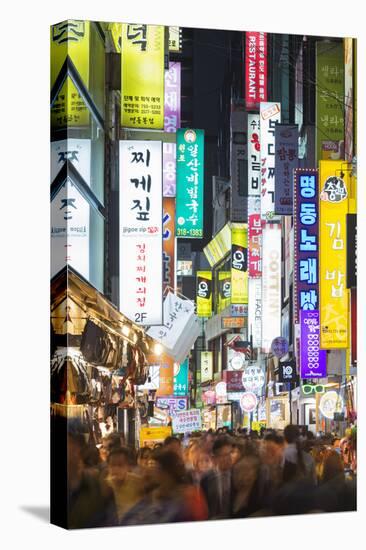 Asia, Republic of Korea, South Korea, Seoul, Neon Lit Streets of Myeong-Dong-Christian Kober-Premier Image Canvas