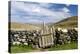 Asia, Western Mongolia, Bayan Olgii Province, Gashuun Suhayt. Stone Fence with Wooden Gate-Emily Wilson-Premier Image Canvas