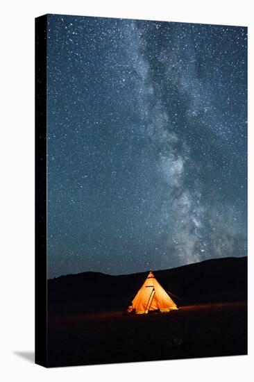 Asia, Western Mongolia, Khovd Province, Gashuun Suhayt. River Valley. Tent with Stars and Milky Way-Emily Wilson-Premier Image Canvas