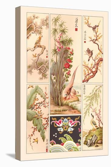 Asian Bird Panels-Racinet-Stretched Canvas