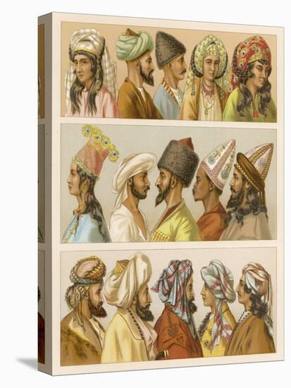 Asian Headwear Including Various Turbans-Racinet-Stretched Canvas