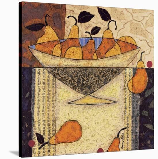 Asian Pears In Bowl-Penny Feder-Stretched Canvas