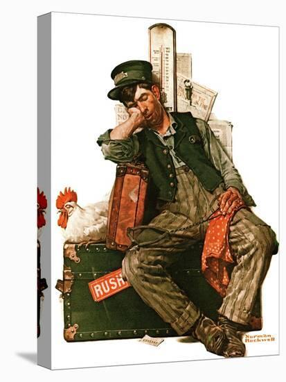 "Asleep on the Job", August 29,1925-Norman Rockwell-Premier Image Canvas
