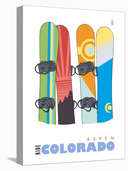 Aspen, Colorado, Snowboards in the Snow-Lantern Press-Stretched Canvas