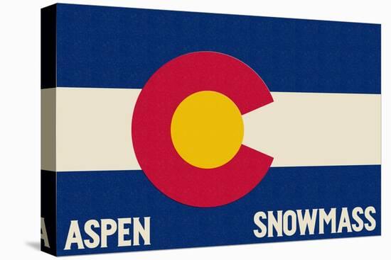 Aspen - Snowmass, Colorado State Flag-Lantern Press-Stretched Canvas