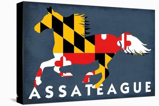 Assateague, Maryland - Horse Flag-Lantern Press-Stretched Canvas