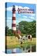 Assateague, Virginia - Lighthouse and Horses-Lantern Press-Stretched Canvas