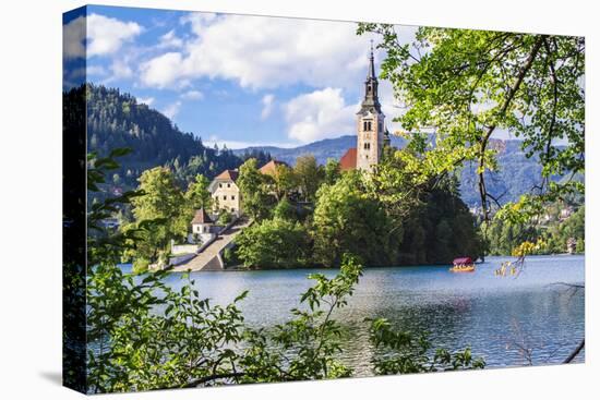 Assumption of Mary Church on an island at Lake Bled, Gorenjska, Balkan Peninsula, Carniola, Sloveni-Miva Stock-Premier Image Canvas