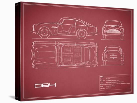 Aston DB4 -Maroon-Mark Rogan-Stretched Canvas