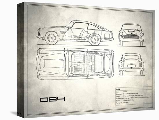 Aston DB4 White-Mark Rogan-Stretched Canvas