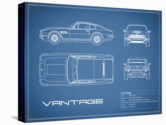 Aston V8 Vantage-Blue-Mark Rogan-Stretched Canvas