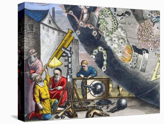 Astonomers looking through a telescope, 1660-1661-Andreas Cellarius-Premier Image Canvas