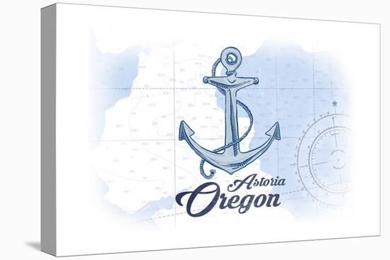 Astoria, Oregon - Anchor - Blue - Coastal Icon-Lantern Press-Stretched Canvas