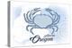 Astoria, Oregon - Crab - Blue - Coastal Icon-Lantern Press-Stretched Canvas