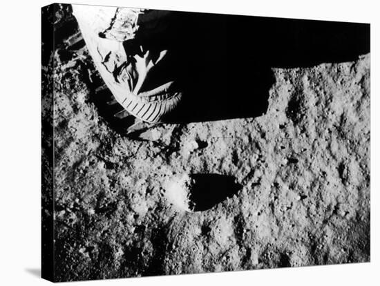 Astronaut Buzz Aldrin's Footprint Being Made in Lunar Soil During Apollo 11 Lunar Mission-null-Premier Image Canvas