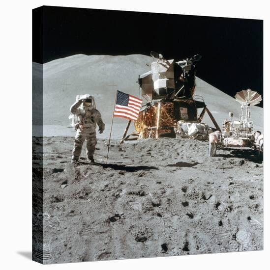 Astronaut James Irwin (1930-199) Gives a Salute on the Moon, 1971-null-Premier Image Canvas