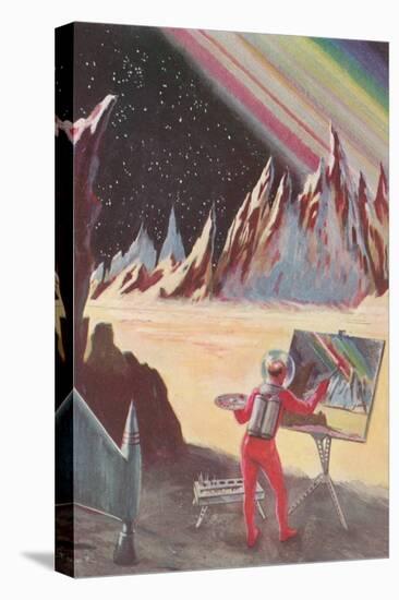 Astronaut Painting Martian Landscapte-null-Stretched Canvas
