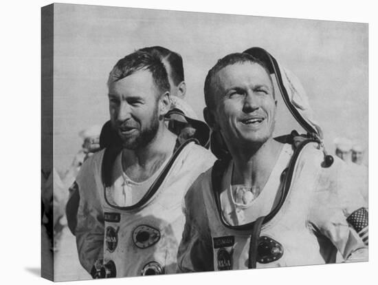 Astronauts James A. Lovell Jr, and Frank Borman, Arriving on USS "Wasp" of Gemini 7 Flight-null-Premier Image Canvas