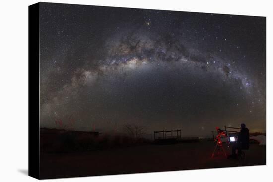 Astronomer with Telescope Looking at the Milky Way in the Atacama Desert, Chile-Stocktrek Images-Premier Image Canvas