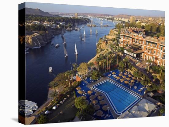 Aswan in Late Afternoon, Old Cataract Hotel in front, Where Agatha Christie Wrote Death, Nile-Julian Love-Premier Image Canvas