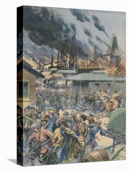 At Baku, in the Caucasus, Rebels Set Fire to Naphtha Wells-null-Stretched Canvas