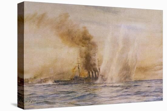 At the Battle of Jutland Hms "Southampton" Sails Under Fire from the German Fleet-William Lionel Wyllie-Premier Image Canvas