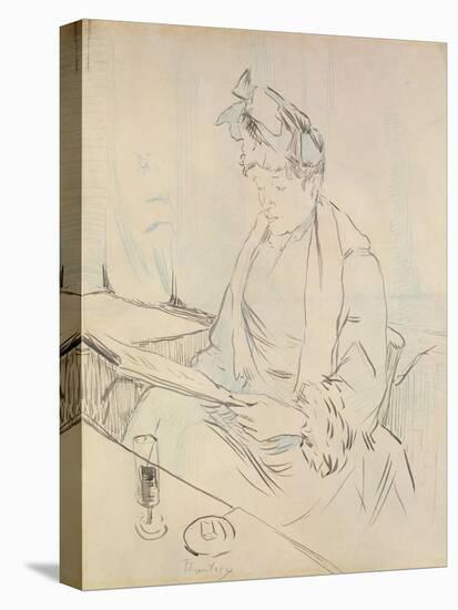 At the Cafe (Pencil and Ink on Paper)-Henri de Toulouse-Lautrec-Premier Image Canvas