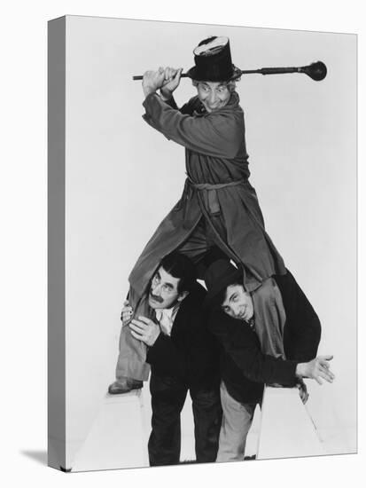 At the Circus, Harpo Marx (Top), Bottom from Left: Groucho Marx, Chico Marx, 1939-null-Stretched Canvas