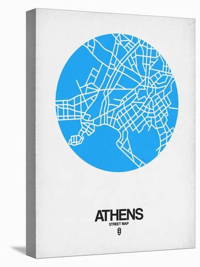 Athens Street Map Blue-NaxArt-Stretched Canvas