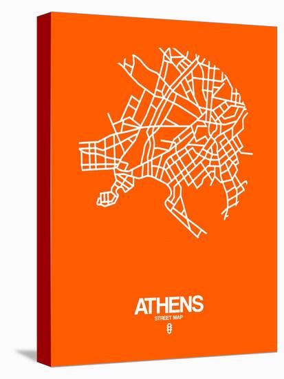 Athens Street Map Orange-NaxArt-Stretched Canvas