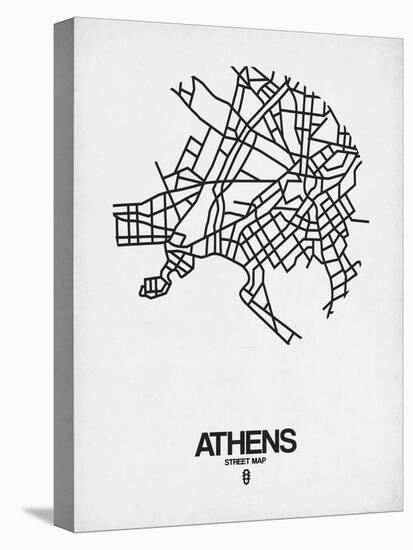 Athens Street Map White-NaxArt-Stretched Canvas