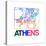 Athens Watercolor Street Map-NaxArt-Stretched Canvas