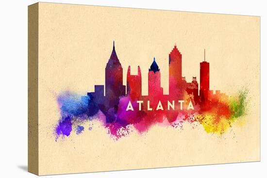 Atlanta, Georgia - Skyline Abstract-Lantern Press-Stretched Canvas