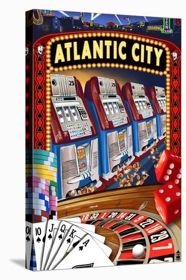 Atlantic City - Casino Scene-Lantern Press-Stretched Canvas