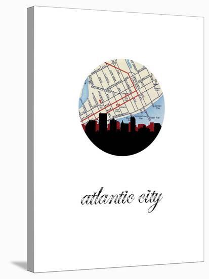 Atlantic City Map Skyline-Paperfinch 0-Stretched Canvas