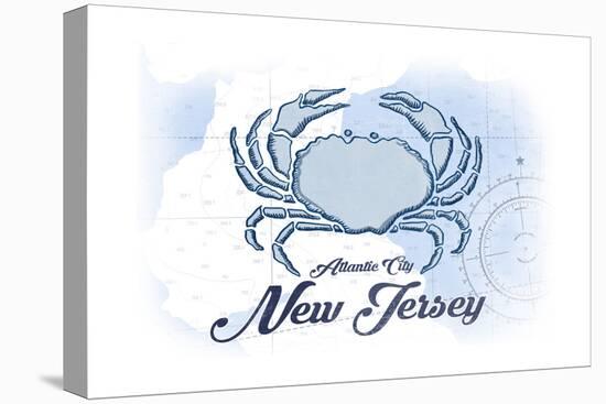 Atlantic City, New Jersey - Crab - Blue - Coastal Icon-Lantern Press-Stretched Canvas