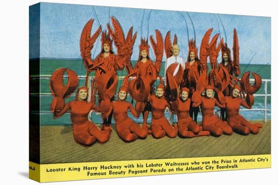 Atlantic City, New Jersey - Lobster King Harry Hackney with Lady Lobsters-Lantern Press-Stretched Canvas