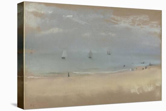 Au bord de la mer, sur une plage, trois voiliers au loin-Edgar Degas-Premier Image Canvas