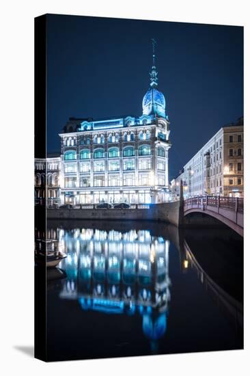 Au Pont Rouge Department Store at night, St. Petersburg, Leningrad Oblast, Russia-Ben Pipe-Premier Image Canvas