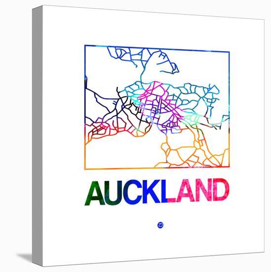 Auckland Watercolor Street Map-NaxArt-Stretched Canvas