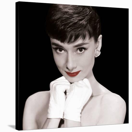 Audrey Hepburn (Red Lips)-null-Stretched Canvas