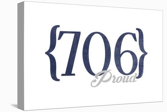 Augusta, Georgia - 706 Area Code (Blue)-Lantern Press-Stretched Canvas