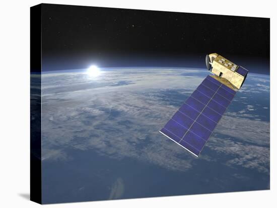 Aura Satellite Orbiting Earth and Rising Sun-null-Stretched Canvas