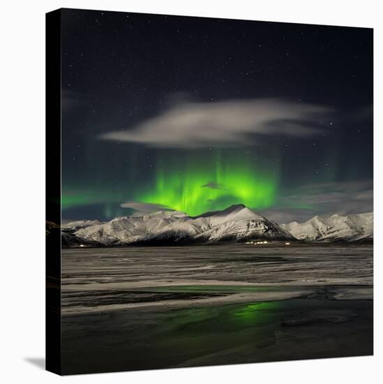 Aurora Borealis over Mt Hoffell, Hoffellsjokul Glacier, Iceland-Arctic-Images-Premier Image Canvas