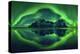 Aurora borealis over Vestrahorn mountains and beach at night, Stokksnes, Iceland-Panoramic Images-Premier Image Canvas