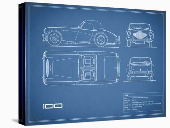 Austin-Healey 100-Blue-Mark Rogan-Stretched Canvas