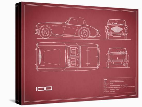 Austin-Healey 100-Maroon-Mark Rogan-Stretched Canvas